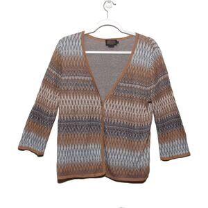 Pendleton one button Cardigan Linen Cotton Size Large Argyle Diamond Pattern